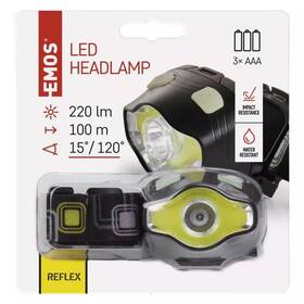 Čelovka EMOS P3536, COB LED + LED, 220 lm, 100 m, 3x AAA 

 obrázok produktu 9 z 10