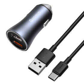 Adaptér do auta Baseus Golden Contactor Pro Dual 2xUSB 40W s káblom USB/USB-C 1m sivý

 obrázok produktu 1 z 16