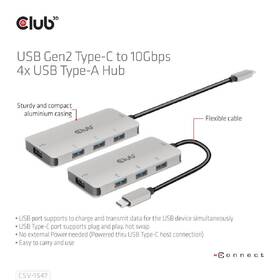 USB Hub Club3D USB-C Gen2 na 10Gbps 4x USB Type-A 

 obrázok produktu 2 z 5