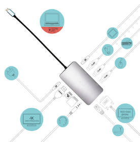 Dokovacia stanica i-tec USB-C Metal Nano Dock HDMI/VGA, LAN, PD 100W + Charger 100W (bundle) 

 obrázok produktu 3 z 7