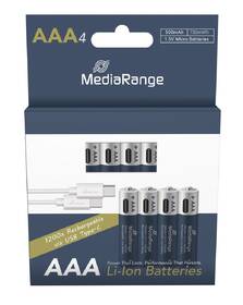 Batéria nabíjacia MediaRange MRBAT160, USB-C Li-Ion baterie Micro AAA, 1,5V, 500 mAh (4 ks) strieborná/modrá

 obrázok produktu 3 z 4