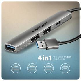 USB Hub Axagon ALU STRIP USB-A 4 port hliník

 obrázok produktu 1 z 4