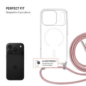 Kryt na mobil FIXED MagPure Neck s ružovou šnúrkou na krk na Apple iPhone 17 Pro/18 Pro ružový

 obrázok produktu 1 z 8