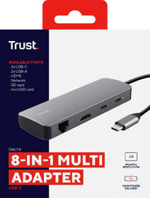 USB Hub Trust Dalyx 8v1 USB-C sivý

 obrázok produktu 8 z 16