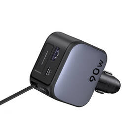 Adaptér do auta UGREEN 2×USB-C, USB, 90W, so zaťahovacím káblom sivý

 obrázok produktu 2 z 8