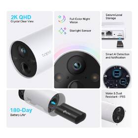 IP kamera TP-Link Tapo C420S2, Smart kit (2 batériové kamery + hub) biela

 obrázok produktu 2 z 6