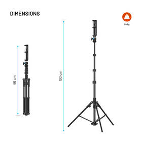 Držiak na mobil FIXED Creator Extra Long Tripod, 1/4" závit, 1,9m čierny

 obrázok produktu 9 z 10