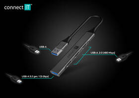 USB Hub Connect IT USB-A (1xUSB-A 3.0, 3xUSB-A 2.0) sivý

 obrázok produktu 4 z 5
