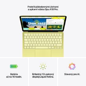 Notebook Apple 13" A18 Pro 6× CPU 5× GPU, 8 GB, 256 GB - rumený SK 

 obrázok produktu 8 z 9