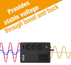 Záložný zdroj FSP ECO 800 FR, 800VA/480W, USB, RJ45, line interactive čierny

 obrázok produktu 4 z 6