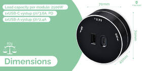Zásuvkový modul Viking USB, USB-C čierny/strieborný

 obrázok produktu 3 z 5