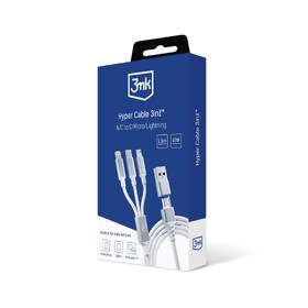 Kábel 3mk Hyper 3in1 USB-A/USB-C na USB-C/microUSB/Lightning, 1,5m biely

 obrázok produktu 10 z 10