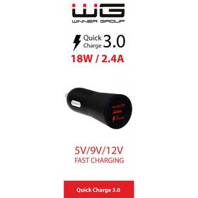 Adaptér do auta WG 1x USB, QC 3.0, 18W čierny

 obrázok produktu 1 z 1