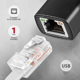 Sieťová karta Axagon USB-A 3.2 Gen 1 - Gigabit, Realtek 8153 čierna

 obrázok produktu 1 z 2