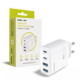 Nabíjačka do siete Mobile Origin GaN 40W 2xUSB-C/2xUSB-A biela

 obrázok produktu 14 z 14