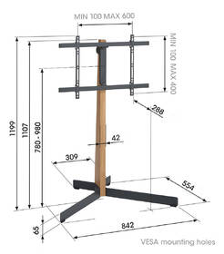 Stojan pre TV Vogel’s TVS 3695B pre uhlopriečky 40" až 77", nosnosť 50 kg čierny/drevený

 obrázok produktu 6 z 13