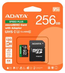 Pamäťová karta ADATA Speed Plus MicroSDXC 256GB, U3 (180R/160W) + SD adaptér čierna

 obrázok produktu 2 z 2