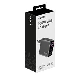 Nabíjačka do siete Celly 2x USB-C/USB-A, GaN, 100 W, s LCD displejom čierny

 obrázok produktu 5 z 5