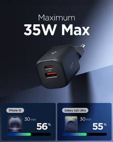 Nabíjačka do siete Spigen Essential 35W 1xUSB-C/1xUSB-A čierna

 obrázok produktu 3 z 8