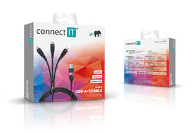 Kábel Connect IT Wirez 6in1 2x USB-C, 1x Lightning, 1,25 m čierny

 obrázok produktu 4 z 4
