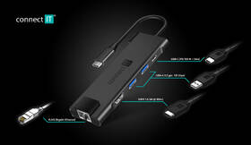 USB Hub Connect IT USB-C/RJ45, HDMI, 2x USB 3.2, USB-C PD 100W sivý

 obrázok produktu 3 z 4