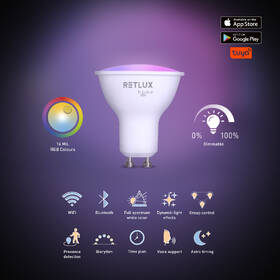 Inteligentná žiarovka RETLUX RSH 101, GU10, 4,5 W, RGB, CCT 

 obrázok produktu 8 z 9