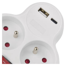 Rozbočovacia zásuvka EMOS 2x zásuvka, 1x USB, 1x USB-C, vypínač biela

 obrázok produktu 3 z 7