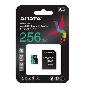 Pamäťová karta ADATA MicroSDXC 256GB (100R/80W) + adaptér 

 obrázok produktu 3 z 3