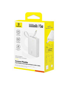 Powerbank Baseus PicoGo 10000mAh 45W s digitálnym displejom a káblom USB-C biely

 obrázok produktu 9 z 10