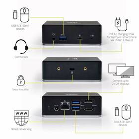 Dokovacia stanica PORT CONNECT 8v1 USB-C, USB-A, dual video, HDMI, Ethernet, audio, USB 3.0 čierna

 obrázok produktu 7 z 9