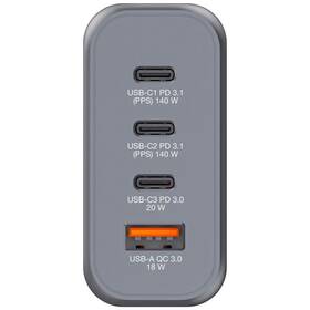 Cestovný adaptér Verbatim GNC-140 GaN, 140W, 3x USB-C PD, 1x USB QC sivý

 obrázok produktu 1 z 5