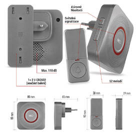 Zvonček bezdrôtový EMOS GoSmart P5735SS strieborný

 obrázok produktu 11 z 19