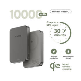Powerbank PanzerGlass empower Qi2 10000 mAh, MagSafe sivý

 obrázok produktu 3 z 4