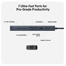 USB Hub HyperDrive EcoSmart Gen.2 USB-C 7-in-1 100W PD Pass-thru 

 obrázok produktu 1 z 6