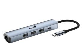 USB Hub Genius UH-545, USB-C/3x USB 3.0, 1x USB-C, 1x RJ-45 sivý

 obrázok produktu 1 z 2