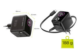 Nabíjačka do siete Mobile Origin Display Charger PW3 - 65W GaN USB-C/USB-A čierna

 obrázok produktu 8 z 12