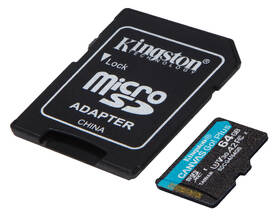 Pamäťová karta Kingston MicroSDXC 64GB U3 UHS-I (200R/160W) + adaptér 

 obrázok produktu 1 z 4