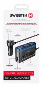 Adaptér do auta Swissten 3x CL, 2x UCB-C PD a 1x USB-A QA 3.0, 108 W - 216 W čierna

 obrázok produktu 3 z 3