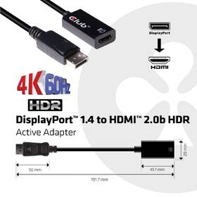 Redukcia Club3D DisplayPort 1.4/HDMI 2.0b 

 obrázok produktu 3 z 6