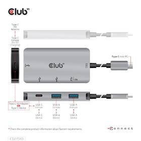 USB Hub Club3D USB-C Gen2 PD na 2x USB-C 10G porty a 2x USB-A 10G porty 

 obrázok produktu 5 z 8