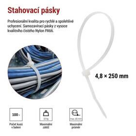 Sťahovacie pásky EMOS 250×4,8MM, 100KS biele

 obrázok produktu 6 z 8