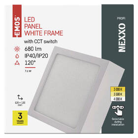 LED stropné svietidlo EMOS Nexxo, štvorec, 7,6 W, CCT biele

 obrázok produktu 2 z 2