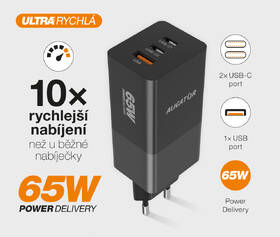 Nabíjačka do siete Aligator GaN, PD 65W, 2xUSB-C + USB čierna

 obrázok produktu 2 z 4