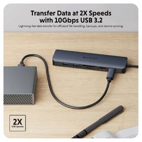 USB Hub HyperDrive EcoSmart Gen.2 USB-C 7-in-1 100W PD Pass-thru 

 obrázok produktu 6 z 6