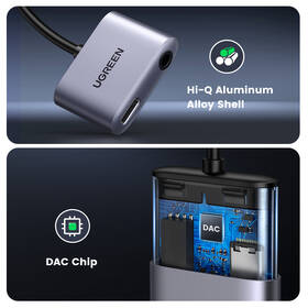 Redukcia UGREEN USB-C/USB-C PD + 3.5mm Jack sivá

 obrázok produktu 4 z 12