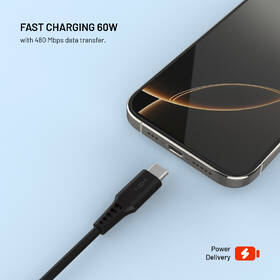 Kábel FIXED Liquid silicone USB-C/USB-C, PD, 60W, 0,3m čierny

 obrázok produktu 2 z 5