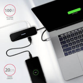 USB Hub Axagon USB 3.2 Gen 1 húb, 3x USB-A, HDMI 4k/60Hz, RJ-45 GLAN, PD 100W, kábel USB-C 20cm sivý

 obrázok produktu 4 z 7