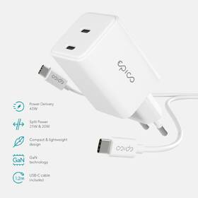 Nabíjačka do siete Epico UltraBoost GaN 45W 2x USB-C + kábel biela

 obrázok produktu 3 z 5