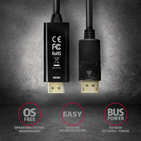 Kábel Axagon DisplayPort / HDMI 1.4, 1.8m, 4K/30Hz čierny

 obrázok produktu 4 z 4