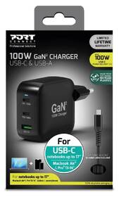 Nabíjačka do siete PORT CONNECT GaN2 100W, 2x USB-C PD a USB-A QC čierny

 obrázok produktu 5 z 8